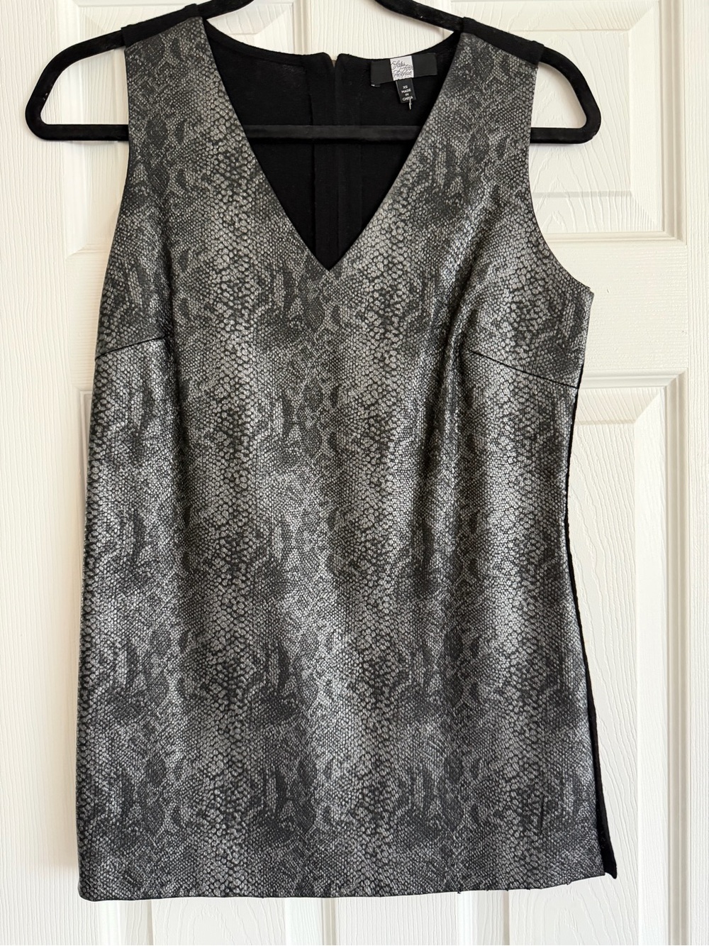 Saks Fifth Avenue Metallic Snake-Print V-Neck Top - Gray